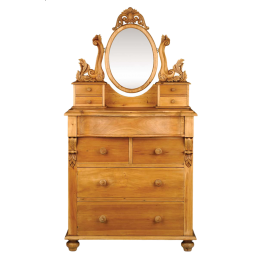 Victorian 5 drw Chest & Mirror