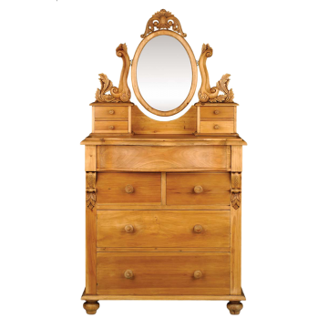 Victorian 5 drw Chest & Mirror