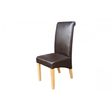 Brown Leather Roll Top Dining Chair