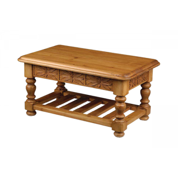 Hand Carved Flower 36" Coffee Table
